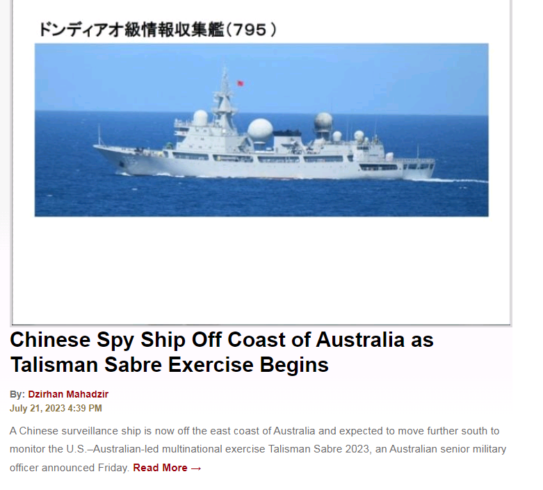 澳大利亚举行“护身军刀”系列演习时，解放军舰艇都会伴随监视