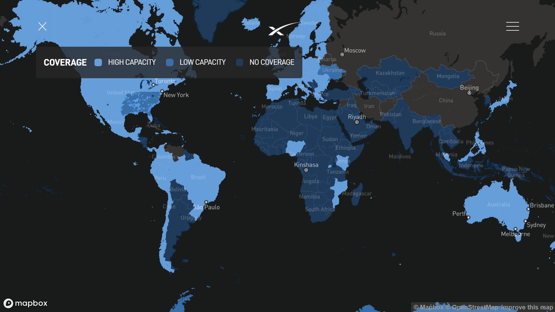 星链目前已在全球超过50个国家地区上线